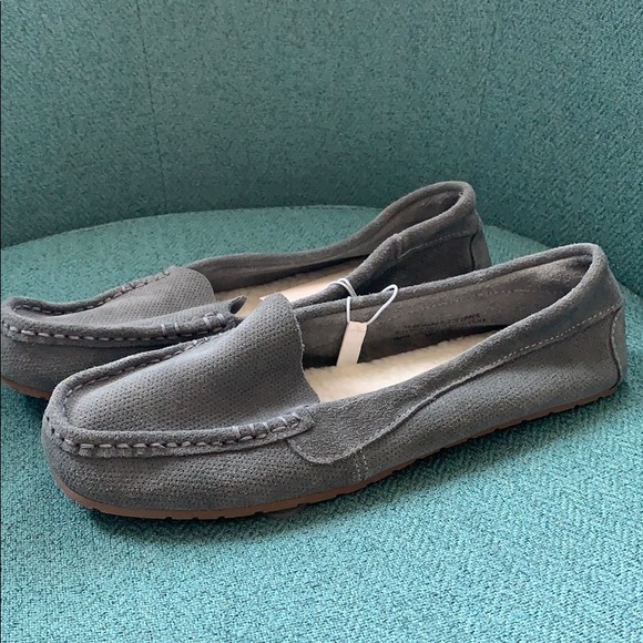 gray moccasin slippers